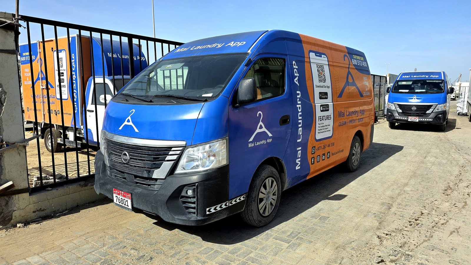Mai Laundry App branded hotel pickup and delivery fleet